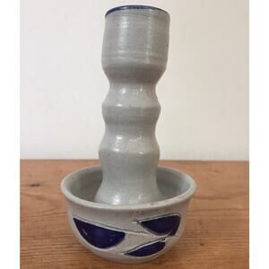 Vtg Colonial Williamsburg Pottery Salt Glazed Taper Candlestick Drip Cup 4.75"